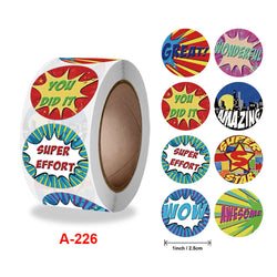 500 Pcs/Roll English Cartoon Animal Stickers Teacher Reward Students Stickers Self-adhesive Stationery Stickers (Online Order Only)