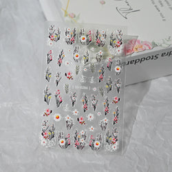 Painting Purple Flower Nail Sticker Daisy Wildflowers Butterfly Gradient Design Decal Geometry Line Charm Foils Manicure Sliders (ONLINE ORDER ONLY)