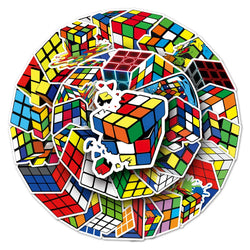 50Pcs Magic Cube Cartoon Waterproof Vinyl Stickers for Skateboard Snowboard (Online Order Only)