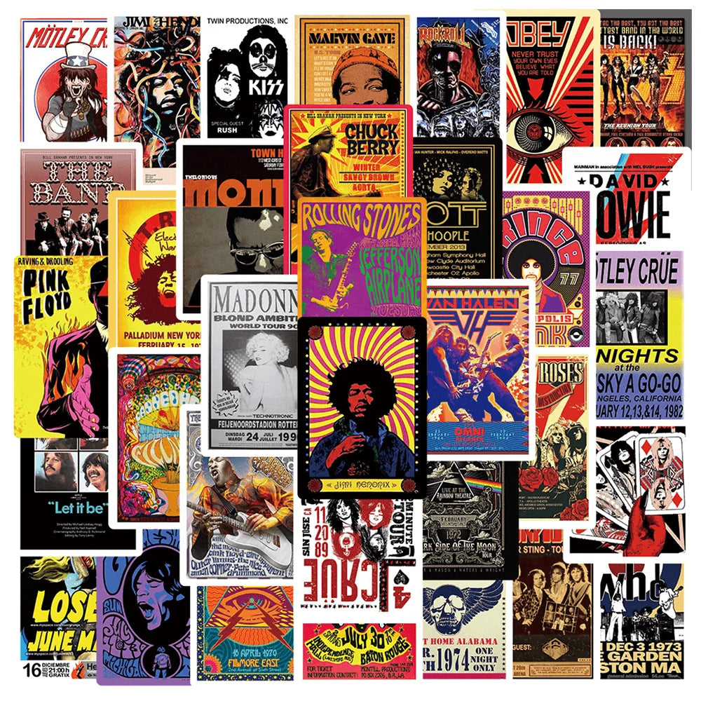 Rock Music Concert and Touring Band Poster Sticker Pack (ONLINE ORDER ONLY)