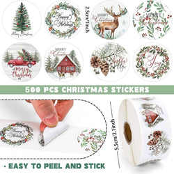 100-500pcs Merry Christmas Stickers 1 inch Self-adhesive Holiday Stickers For Christmas Decors Wedding Party Cards Label (Online Order Only)