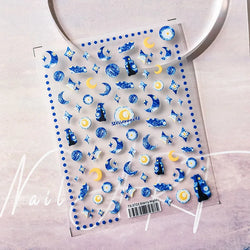 Starlit Sky Star Moon Oil Painting Colour Abstract Planet High Saturation Self Adhesive Nail Art Stickers Dreamy Manicure Decals (ONLINE ORDER ONLY)