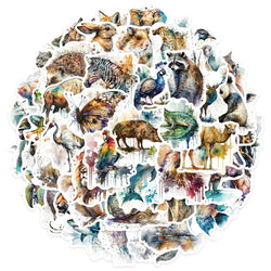 50pcs Aesthetic Watercolor Painting Animals Stickers For Laptop Water Bottle Luggage Guitar Waterproof Graffiti Vinyl Decals (ONLINE ORDER ONLY)