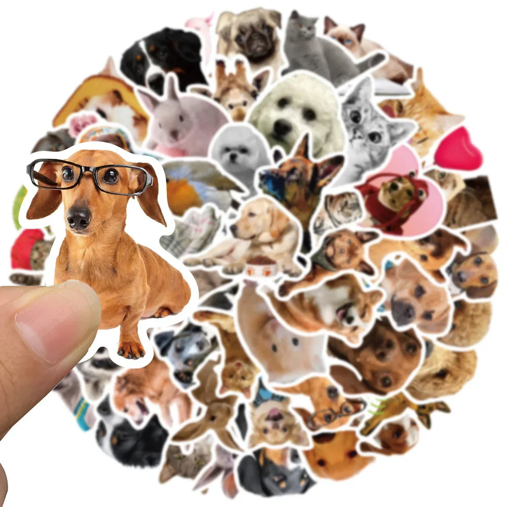 52pcs Cute Dogs Cats Animal Stickers For Luggage Laptop Water Bottle Vinyl Waterproof Graffiti Bicycle Car Decals Kids Toy (ONLINE ORDER ONLY)