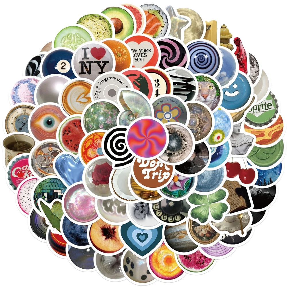 100pcs Ins Retro Vintage Stickers DIY For Guitar Fridge Skateboard Travel Suitcase Car Graffiti Sticker Aesthetic Cartoon Decals (ONLINE ORDER ONLY)