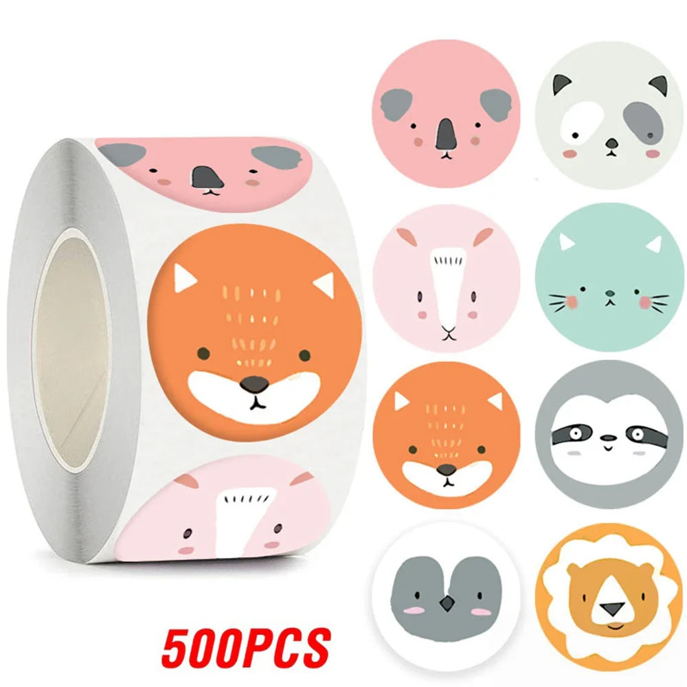 500pcs Cute Sticker for Kids Animals Face Reward Sticker for Classroom Teacher Supplies Motivational Scrapbooking (Online Order Only)