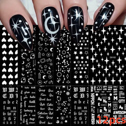 12PCS White Flowers Leaves 3D Nail Stickers Star/Moon/Sun Nail Art Decoration Decals Geometric Flower Stickers Nail Art Supplies (ONLINE ORDER ONLY)