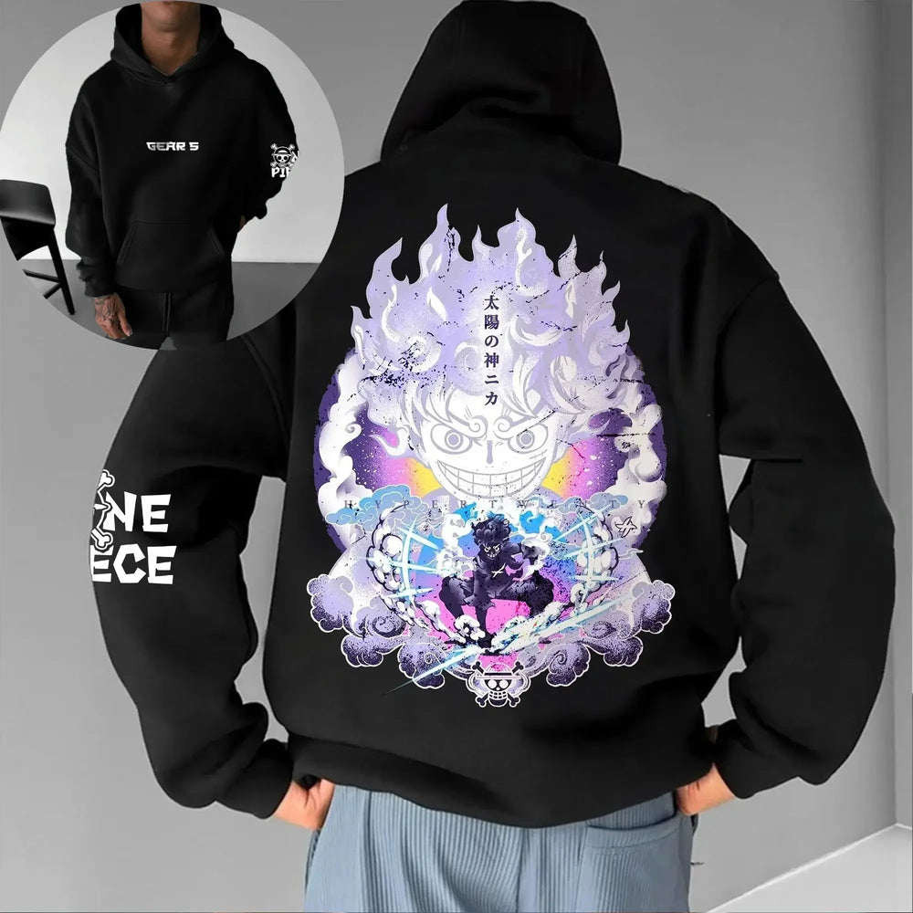 One Piece Luffy Gear 5 Nika Black Hoodie Streetwear (ONLINE ORDER ONLY)