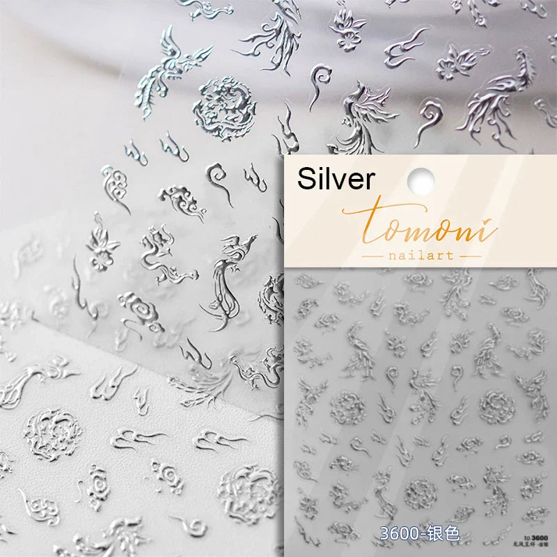 Charming White Shiny Pearl Rhinestone Wings Feathers Crown Moon Stars 3D Self Adhesive Nail Art Sticker Manicure Decal Wholesale (ONLINE ORDER ONLY)