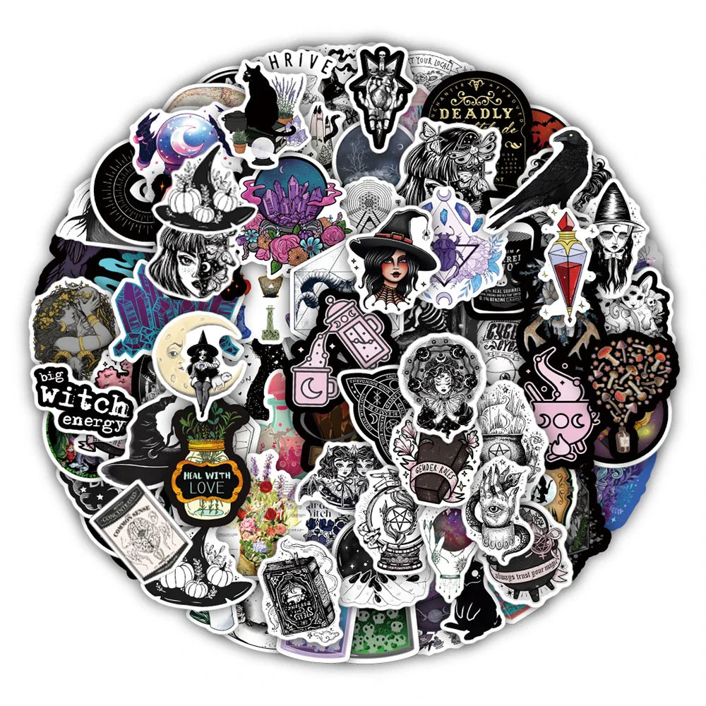 10/30/50/100pcs Gothic Magic Witch Apothecary Stickers Laptop Luggage Skateboard Motorcycle Guitar Phone Cool Sticker Kid Toy (ONLINE ORDER ONLY)