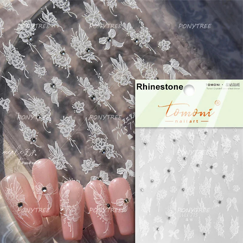 Colourful Butterfly Delicate Anmials Adhesive Nail Art Stickers Dreamy Winter Snowflake Rhinestone Manicure Decals Nail Supplies (ONLINE ORDER ONLY)