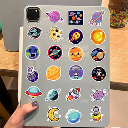 10/30/50PCS Kawaii Planet Cartoon Stickers Rocket Universe Adventure Stickers Cute Animal Decals DIY Laptop Skateboard Kids Toy (ONLINE ORDER ONLY)