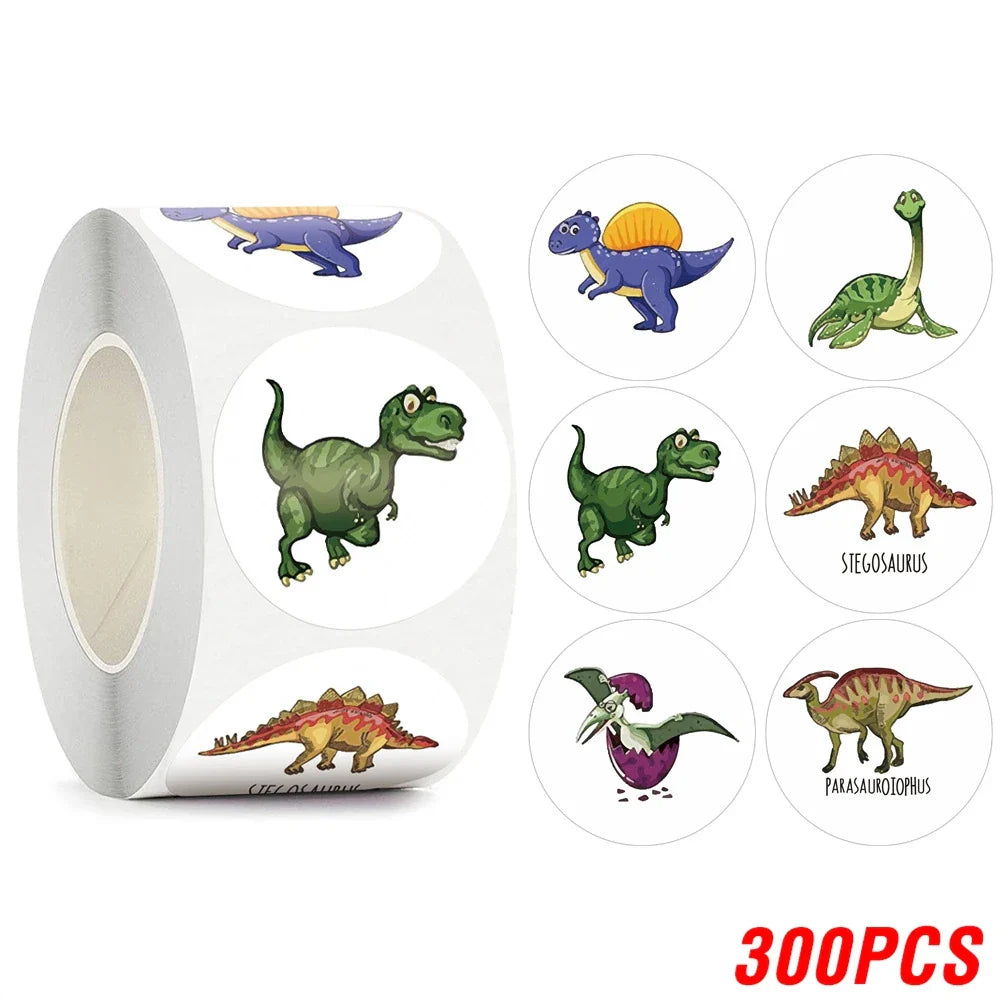 100-500pcs New Cartoon Dinosaurs Stickers 6 Designs for Classroom Teacher Stationery Sticker Label for Kids Reward Stickers (ONLINE ORDER ONLY)