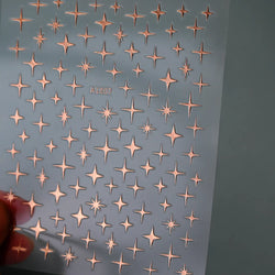 1 Sheet Star Nail Art Stickers 3d Self Adhesive Nail Decals Black White Golden Silver Color Star Design Nail Supplies Accessory (ONLINE ORDER ONLY)