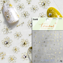 Hot Stamping Laser Silver Pink White Flower Rhinestone Pearl Irregular Petal Adhesive Nail Art Decoration Sticker Manicure Decal (ONLINE ORDER ONLY)