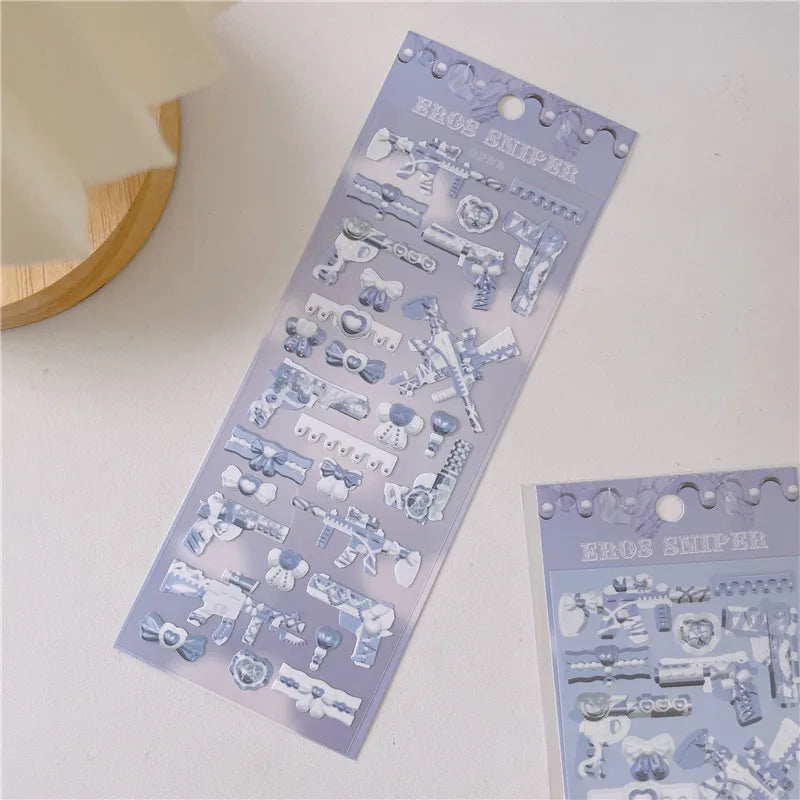 Cute Sweet Cool Gun Decorative Stickers Korean ins Hand Account Idol Card DIY Material Sticker Personalized Kawaii Stationery (ONLINE ORDER ONLY)