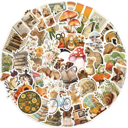 50pcs Retro Aesthetic Animals Cartoon Stickers for Travel Luggage Notebook Guitar Laptop Phone Stationery Water Bottle (ONLINE ORDER ONLY)