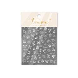 Flower Bowknot Butterfly Plant Leaf English Letter Rose Hand Drawn Embossed Relief Self Adhesive Nail Art Sticker Manicure Decal (ONLINE ORDER ONLY)