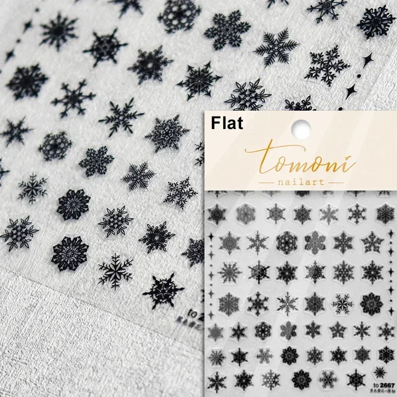 Winter Christmas Crystal Delicate Hexagon Romantic Laser Silver Chic Snowflakes Self Adhesive Nail Art Sticker 5D Manicure Decal (ONLINE ORDER ONLY)