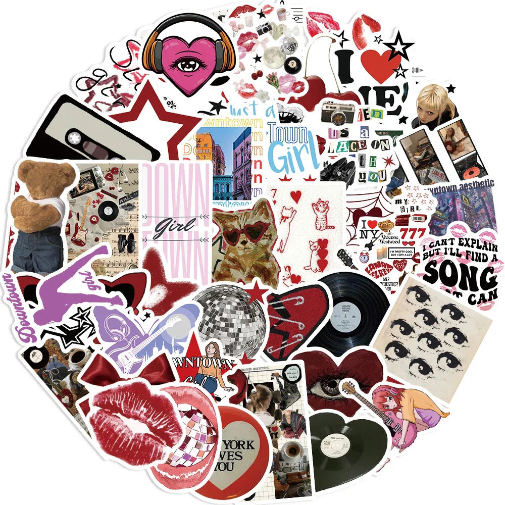 Y2K Girls Stickers Pack: Trendy Cartoon Decals for Skateboard, Laptop, Phone, Bike, Kids Toys (Online Order Only)