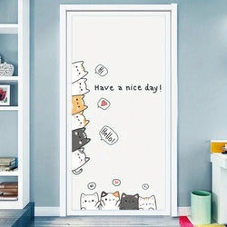 Cute Cartoon Cat Wall Stickers - "Have A Nice Day" Decals for Kids Room & Living Room Decor (ONLINE ORDER ONLY)