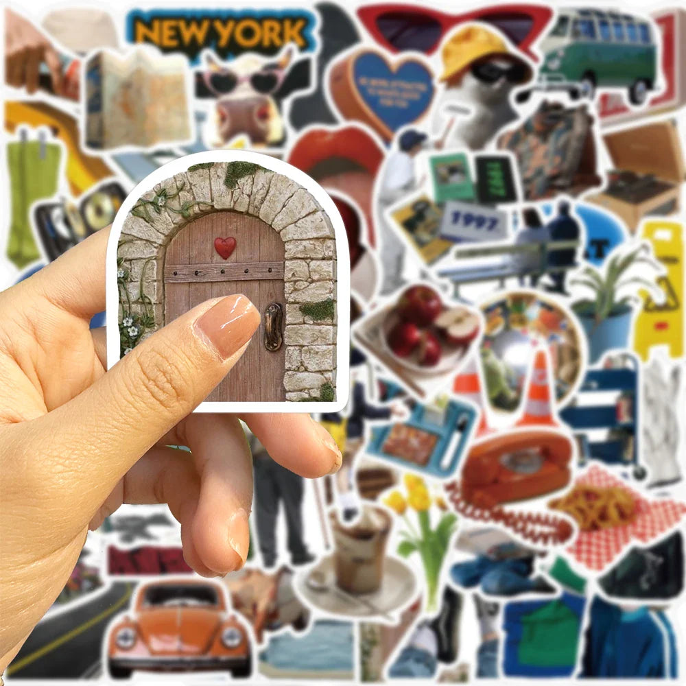 63pcs INS Harajuku Style Graffiti Stickers Decorated For Guitar Notes Luggage DIY Waterproof Laptop Water Cup Bicycle Sticker (ONLINE ORDER ONLY)