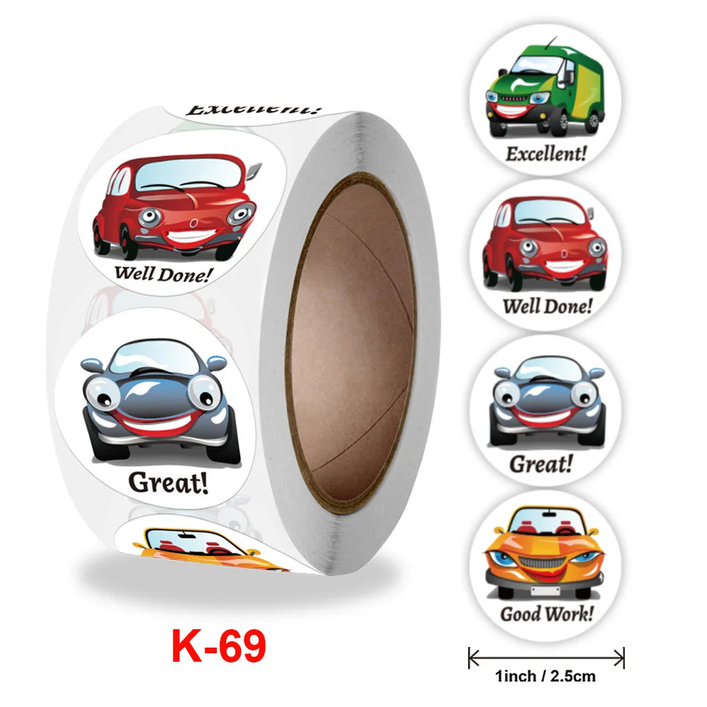 500pc/1lot Stickers for Children Kids Cartoon Car Truck Pattern Stickers Cute Toy Game Sticker DIY Gift Sealing Label Decoration (ONLINE ORDER ONLY)