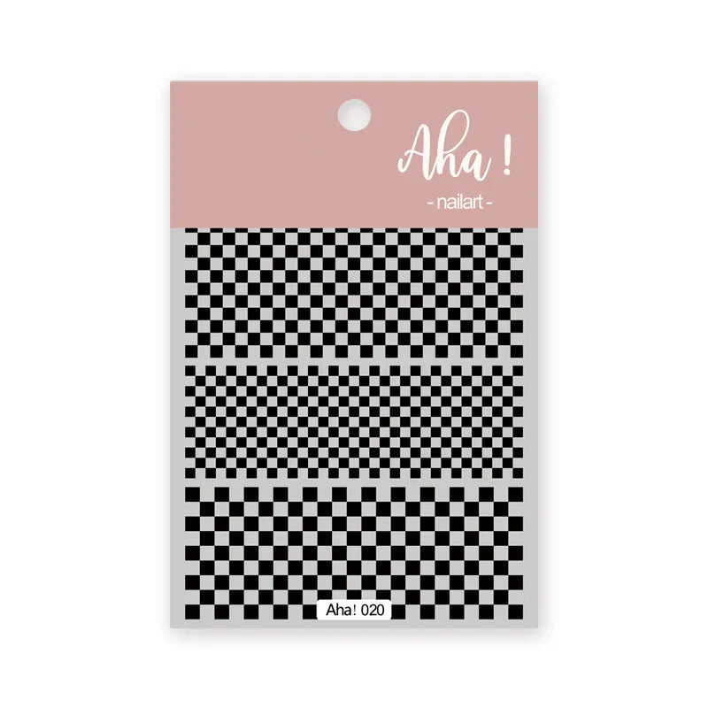 1PCS Checkerboard Nail Art Stickers 3D Classic Plaid Design Nail Decals Fashion Black White Houndstooth Manicure Accessories (Online Order Only)