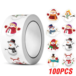 100-500pcs Heterotypic Christmas Themed Snowmans Stickers 8 Designs DlY Holiday Party Decoration Labels Stationery stickers (Online Order Only)