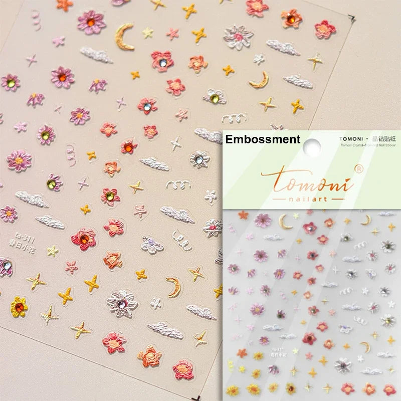 Dreamy Moon Star Cloud Butterfly Starrylight Rhinestone 5D Soft Embossed Relief Nail Art Sticker 3D Decal Decoration Manicure (ONLINE ORDER ONLY)