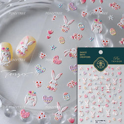 Rabbit Bunny Bear Flower Lace Bowknot Retro Frame Rose Self Adhesive Nail Art Decoration Stickers Chic Manicure Decals Wholesale (ONLINE ORDER ONLY)
