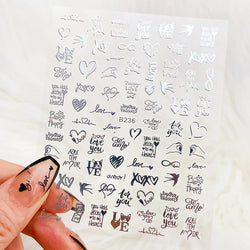 1PC Heart Love Design 3D Nail Art Sticker English Letter Self-Adhesive Slider Valentine's Day DIY Manicure Tips Accessories Tool (ONLINE ORDER ONLY)