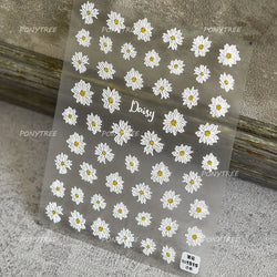 Colourful Daisy Pink Coreopsis Cosmos Persian Chrysanthemum Flower Garden Adhesive Nail Art Decoration Stickers Manicure Decals (ONLINE ORDER ONLY)