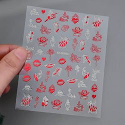 1pc Bohemian Valentine Nail Stickers 3D Self-Adhesive Fantasy Nail Art Glitter Sun, Heart, Lock, Star & Moon Designs Nail Decals (ONLINE ORDER ONLY)