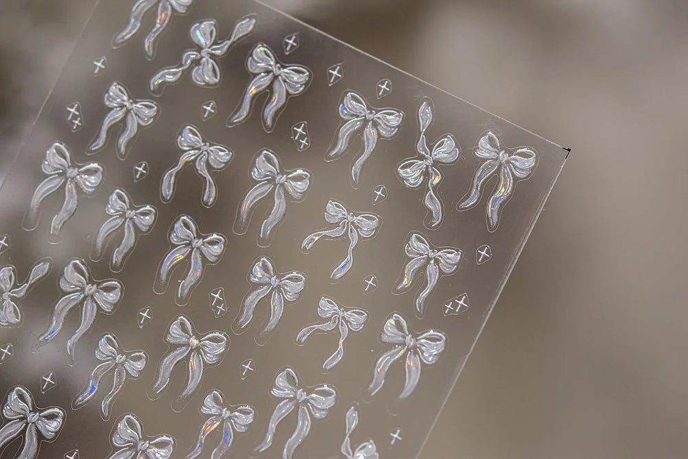 Delicate Jelly chic Bowknot Silk Ribbon Knot Star Shiny Dreamy Self Adhesive Nail Art Decorations Sticker Dressy Manicure Decals (ONLINE ORDER ONLY)