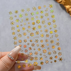 1PCS Laser Gold Snowflake Christmas Tree Nail Sticker 3D Adhesive Nail Decals Nail Art Accessories New Christmas Decoration 2024 (ONLINE ORDER ONLY)