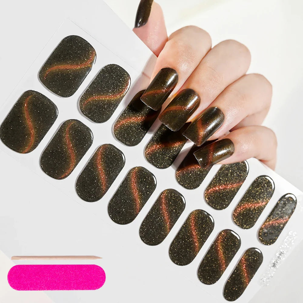 Nude Pink French Semi-Cured Gel Nail Patch Slider Adhesive Waterproof Long Lasting Full Cover Gel Nail Sticker UV Lamp Needed *^ (ONLINE ORDER ONLY)