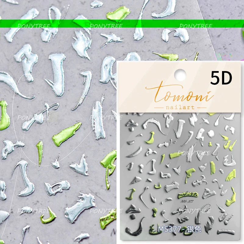 Colourful Graffiti Round Dot Line Water Droplet Cute Comma Geometric Jelly 5D Self Adhesive Nail Art Stickers Manicure Decals (Online Order Only)
