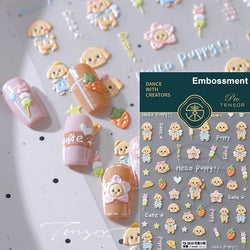 Lovely Dog Puppy Dream Heart Flower Star Pizza Food Sugar Skewers Strawberry Desserts Adhesive Nail Art Stickers Manicure Decals (Online Order Only)