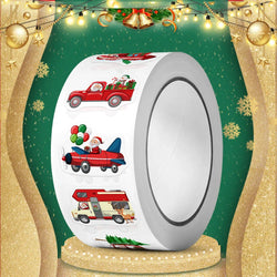 100-500pcs Heterotypic Christmas Themed Santa Claus Transportation Stickers 8 Designs 2.5 cm/1 inch DlY Graffiti Holiday Labels (Online Order Only)