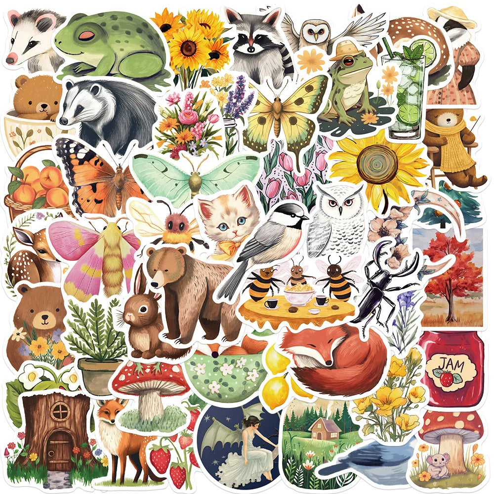 Cute Forest Animal Cartoon Stickers - 10/30/50pcs Kawaii Decals for Kids, Laptop, Suitcase, Car Decoration (Online Order Only)