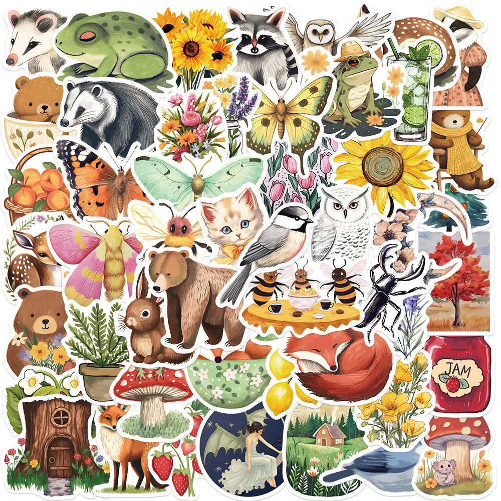 Cute Forest Animal Cartoon Stickers - 10/30/50pcs Kawaii Decals for Kids, Laptop, Suitcase, Car Decoration (Online Order Only)