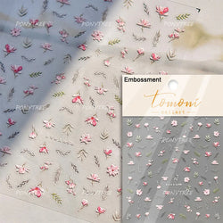 Wild Flower Oil Painting Small Variegated Daisy Peach Blossom Lavender Spring Petal Adhesive Nail Art Stickers Manicure Decals (Online Order Only)