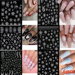 12pcs Cute Christmas Nail Decals Santa Claus Elk Penguin Snowman Cartoon Nail Stickers 3D Self-adhesive Sliders Manicure Decor * (Online Order Only)