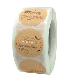 Gold Merry Christmas Stickers 100-500pcs Mail Stickers For Business Packaging, Bags, Boxes And Envelope Sealing Label Sticker (ONLINE ORDER ONLY)