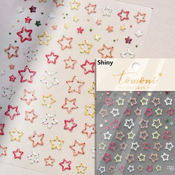 Colored Crystal Star Love Heart Shiny Silver Hollowed Smudging Rainbow Flower Jelly Embossed Nail Art Stickers Manicure Decals (ONLINE ORDER ONLY)