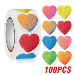 100-500pcs Color Valentine's Day Heart Sticker 1inch Birthday Party Gift Packaging Seal Sticker Baking Label (Online Order Only)