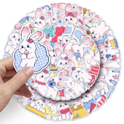 10/30/50PCS Strawberry Bunny Stickers Cute Animal Decals DIY Scrapbook Fridge Luggage Laptop Phone Guitar Bike Cartoon Sticker (Online Order Only)