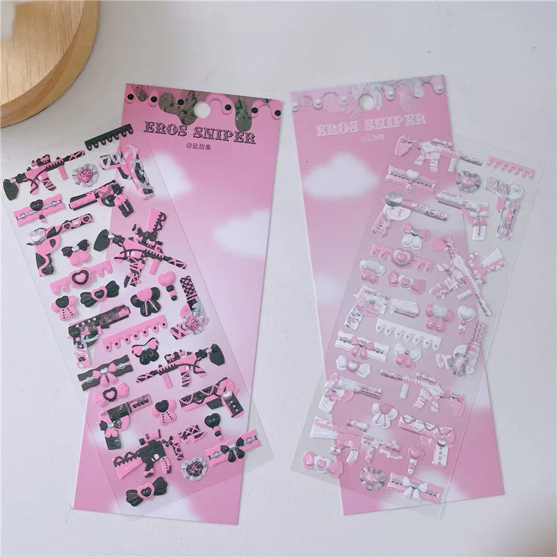 Cute Sweet Cool Gun Decorative Stickers Korean ins Hand Account Idol Card DIY Material Sticker Personalized Kawaii Stationery (ONLINE ORDER ONLY)