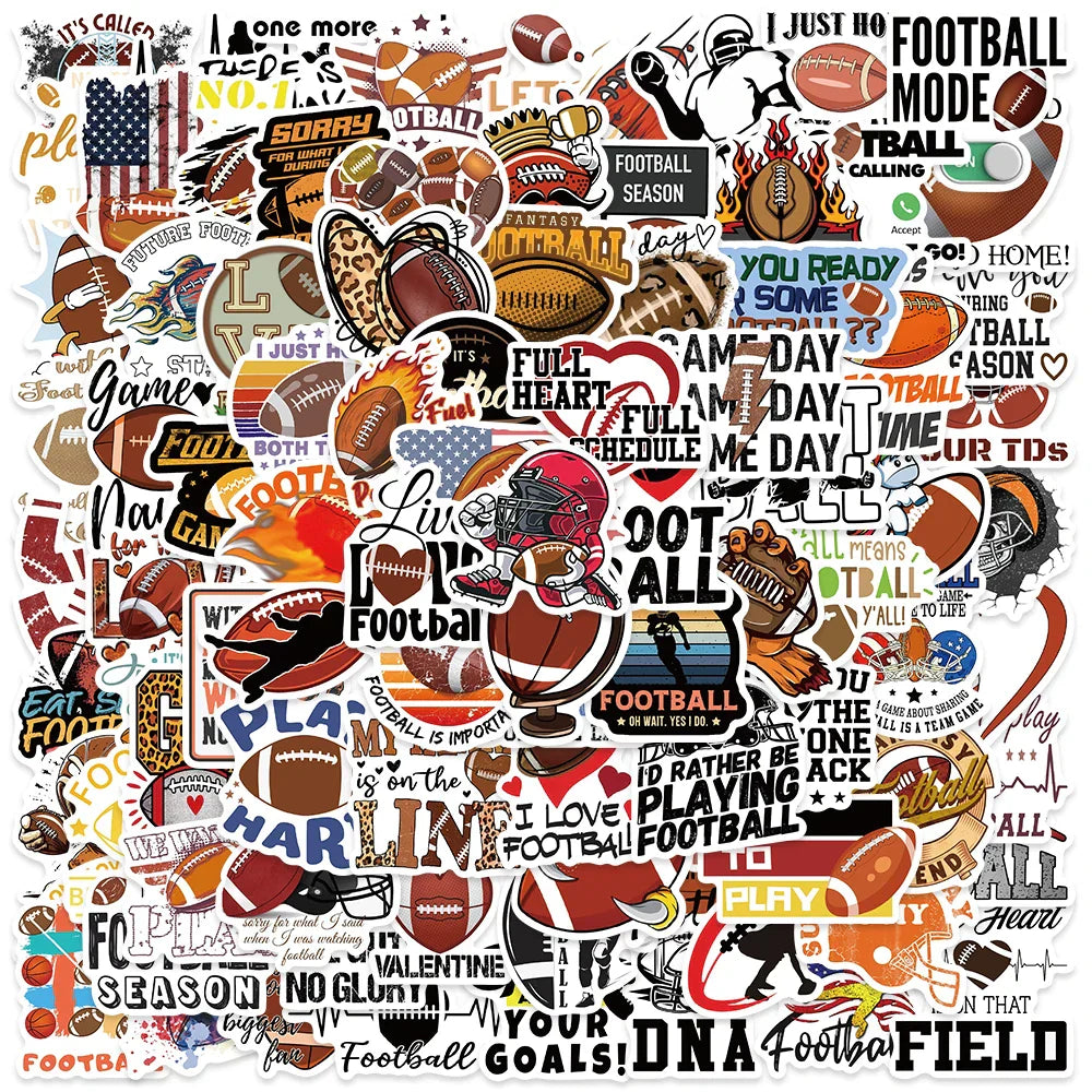 50/100pcs Funny Cartoon Sport American Football Rugby Stickers For Luggage Laptop Guitar Phone Diary Waterproof Graffiti Decals (Online Order Only)